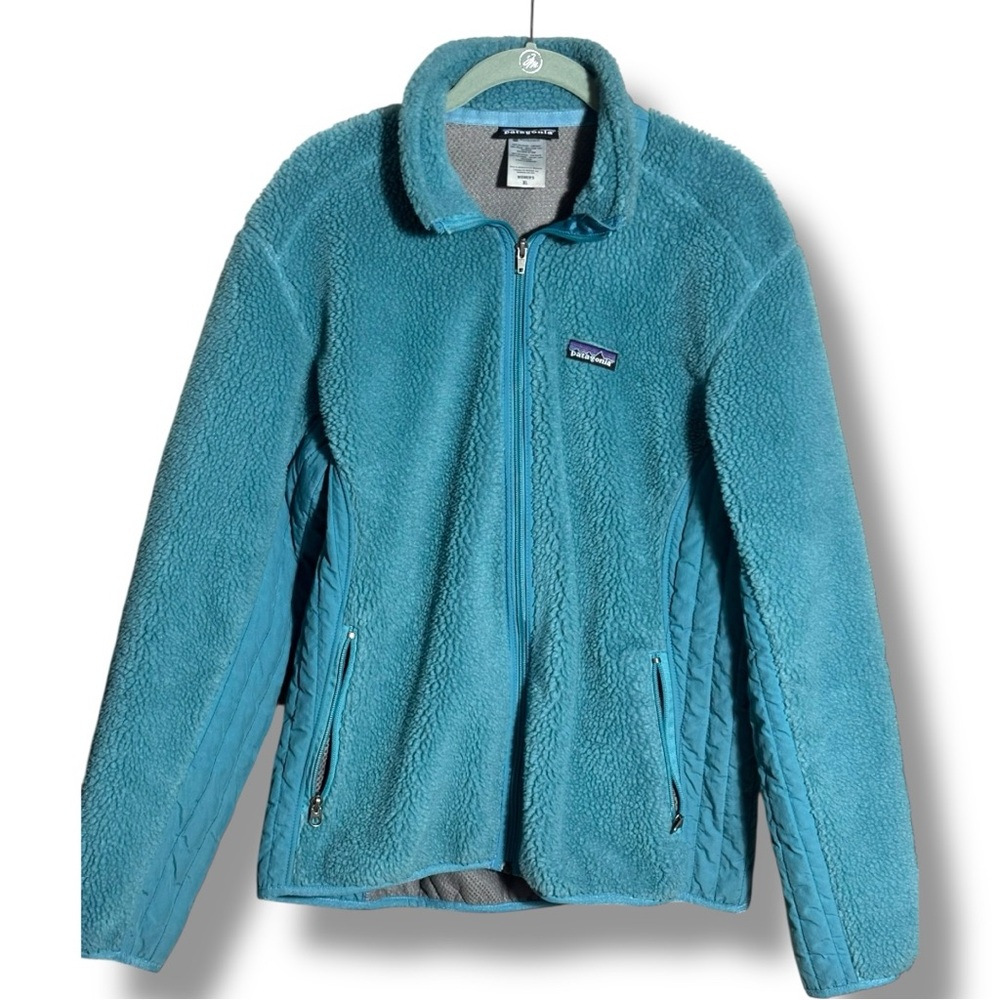 Patagonia Women’s Retro X Full Zip Long Sleeve Cozy Teal Fleece Jacket - Picture 13 of 15